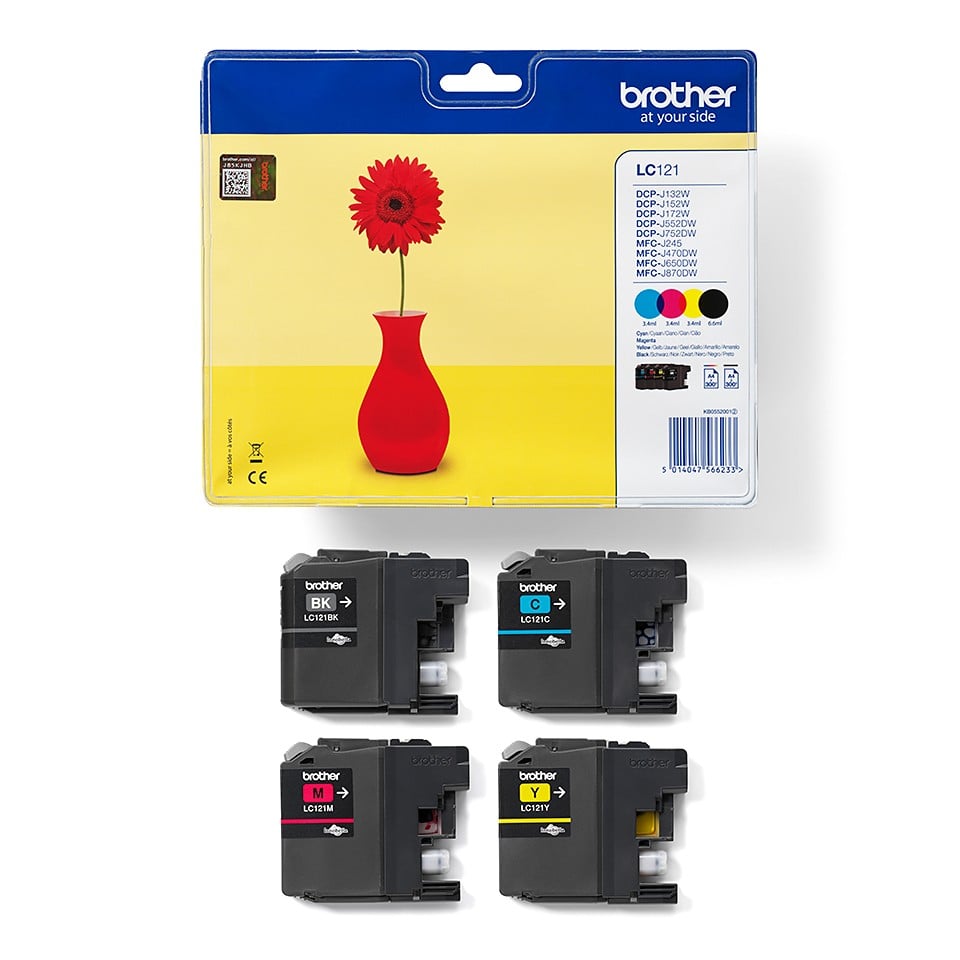 Brother LC-121VALBPDR cartouche d'encre 4 piece(s) Original Noir, Cyan, Magenta, Jaune