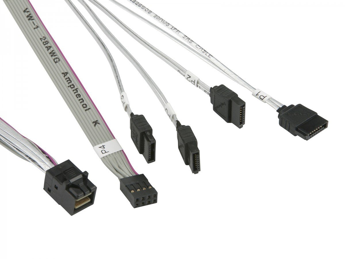 Supermicro MiniSAS / 4 SATA 0.55 m 0,55 m Gris, Blanc