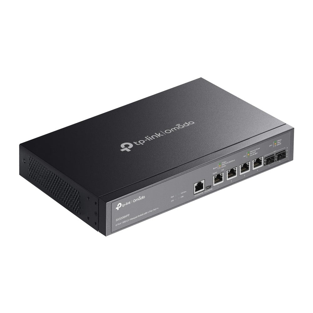 TP-LINK JetStream 4-Port 10GBase-T and 2-Port 10GE SFP+ L2+ Managed Switch with 4-Port PoE++