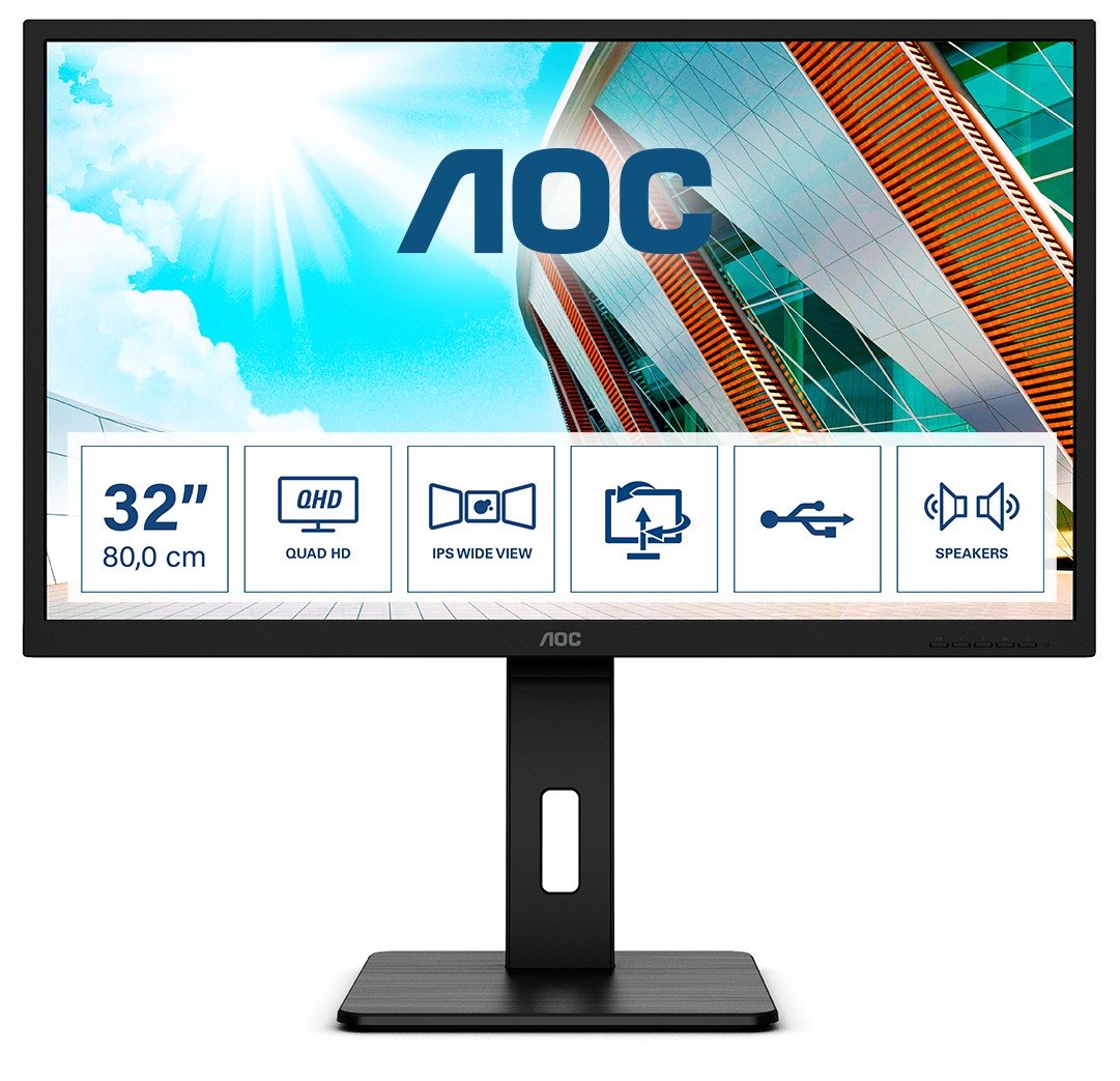 "AOC P2 Q32P2 écran plat de PC 80 cm (31.5"") 2560 x 1440 pixels 2K Ultra HD LED Noir"