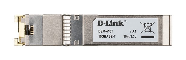 D-LINK 10G SFP+ RJ-45 Transceiver 10Gbit/s Full Duplex up to 30m Cat.6a Cable length at 10GBASE-T and up to 100m
