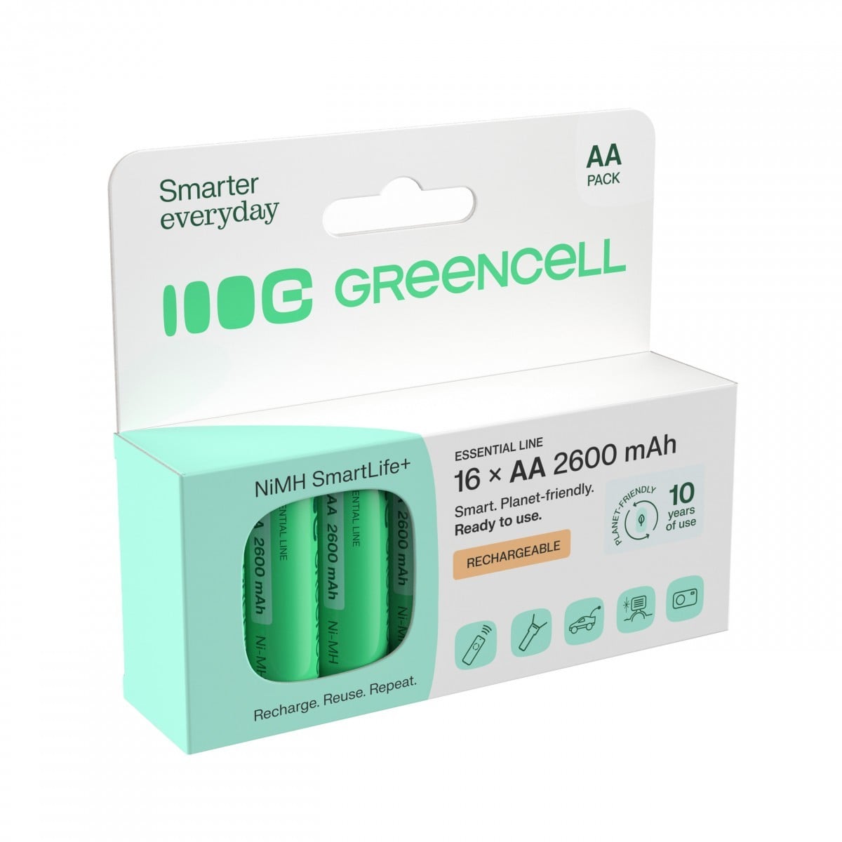Green Cell GR10 Piles rechargeables 16x AA R6 Ni-MH 2600mAh