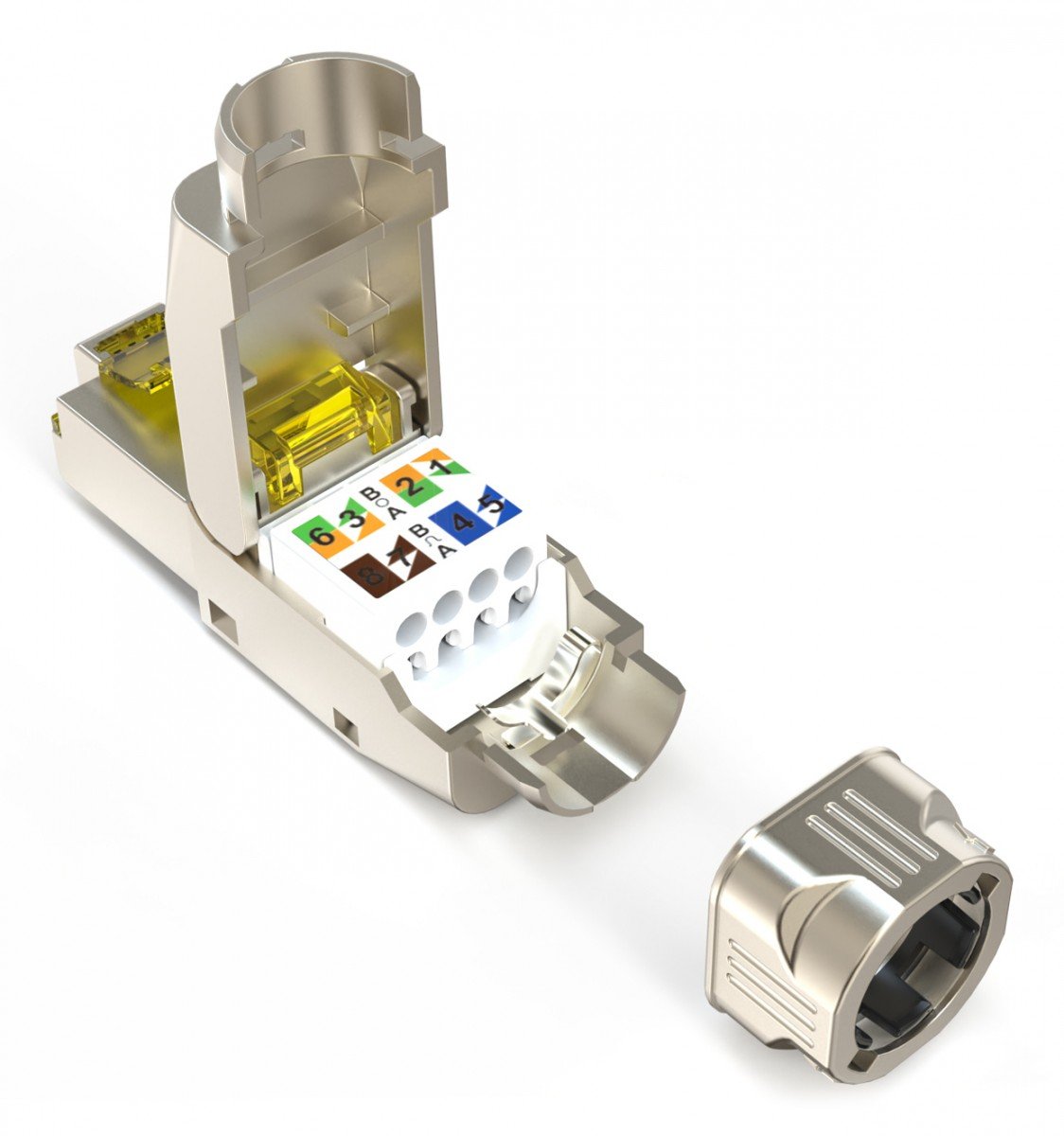 Connecteur modulaire RJ45 cat.8.1, PoE++, 25/40GbE, blindé, vissable, sans outil, AWG 26-22