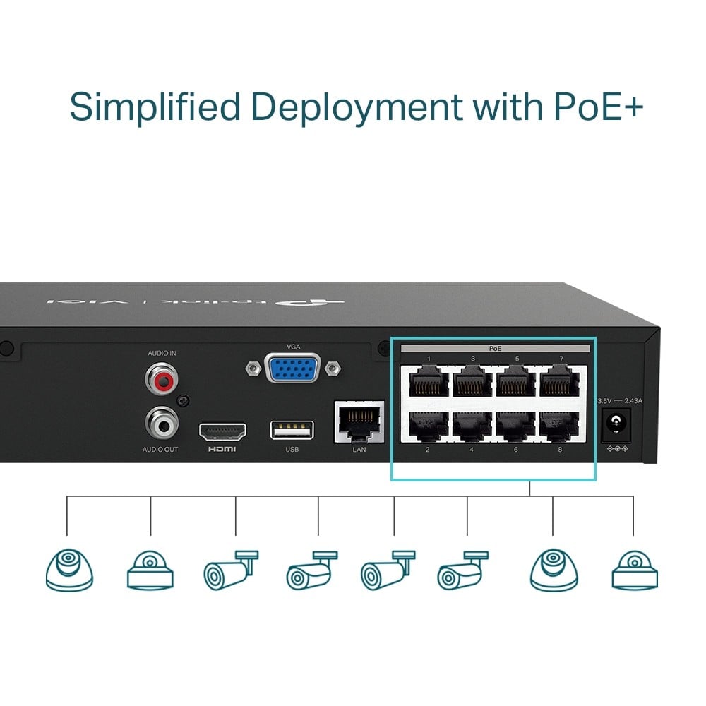 TP-LINK VIGI NVR1008H-8MP 8 Channel PoE Network Video Recorder