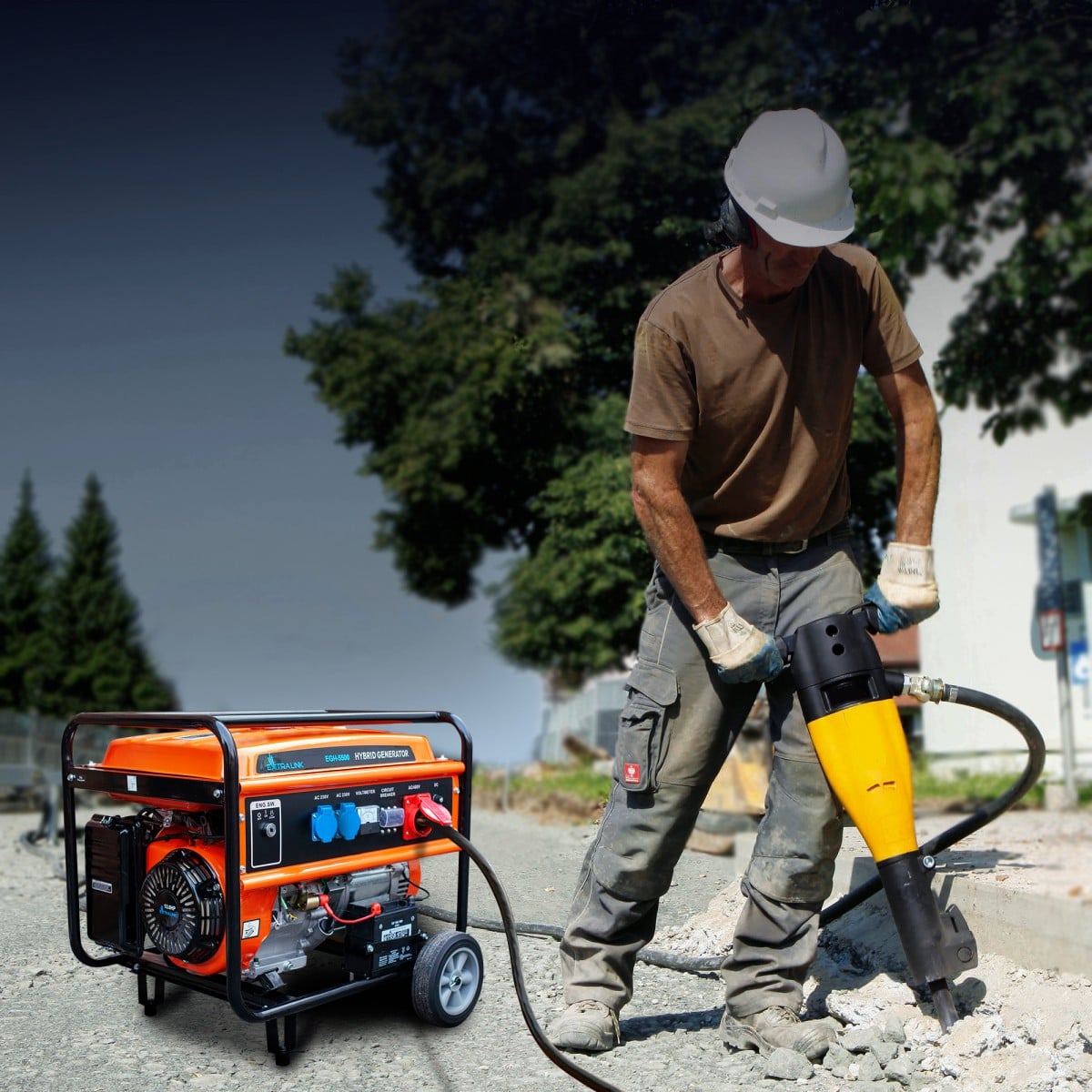 Extralink EX.30370 groupe électrogene 5000 W 25 L Essence Noir, Orange