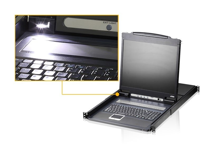 "Aten CL1308N-ATA-GG 8-Port PS/2-USB VGA 19"" LCD Commutateur KVM avec clavier allemand"