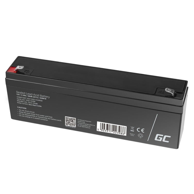 Green Cell AGM Battery 12V 2.3Ah - Battery - Baby (C)
