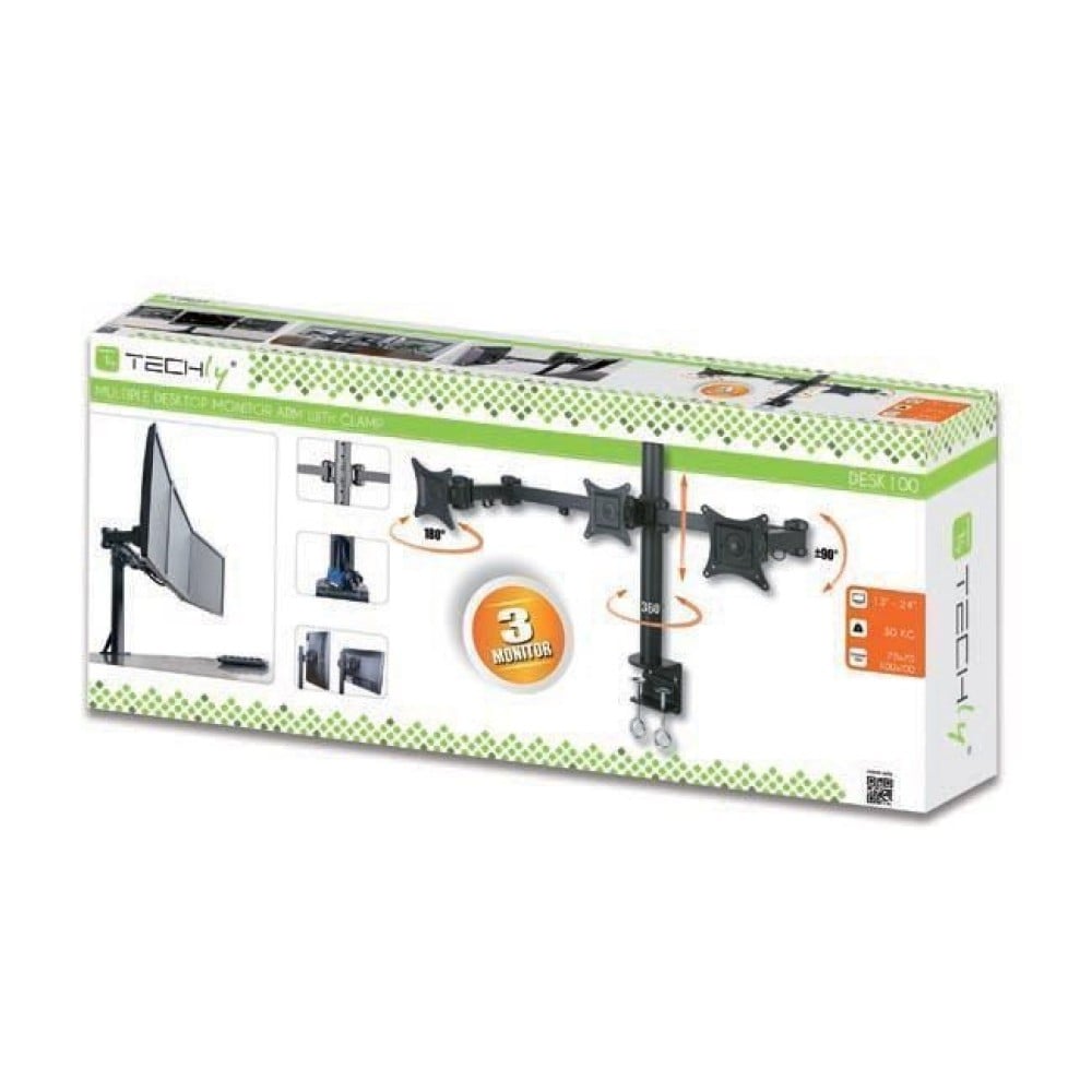 Techly ICA-LCD 482-T Support de 3 Moniteurs 13-24” LCD 10kg Bureau Rotatif