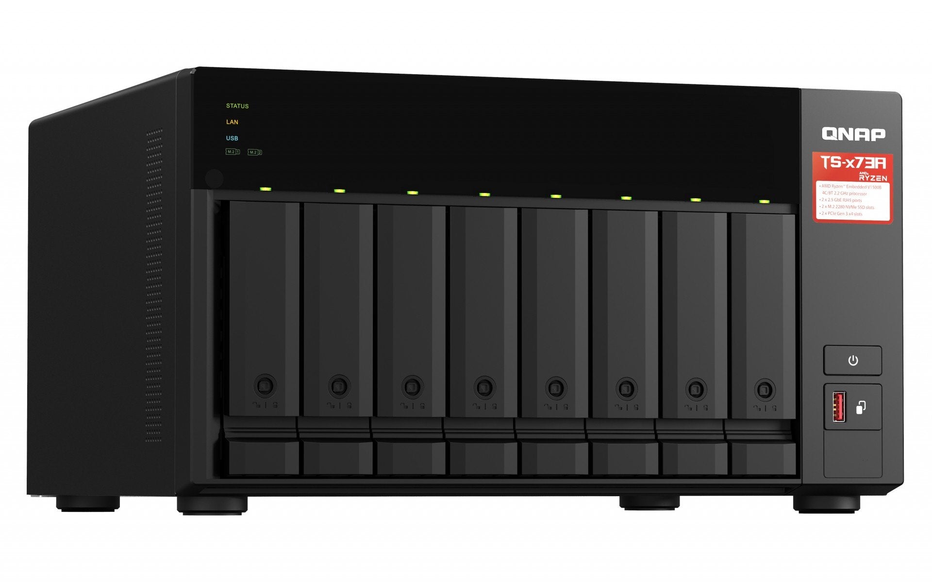 Desktop 8Bay NAS 8GB RAM 2x2.5Gbe Black