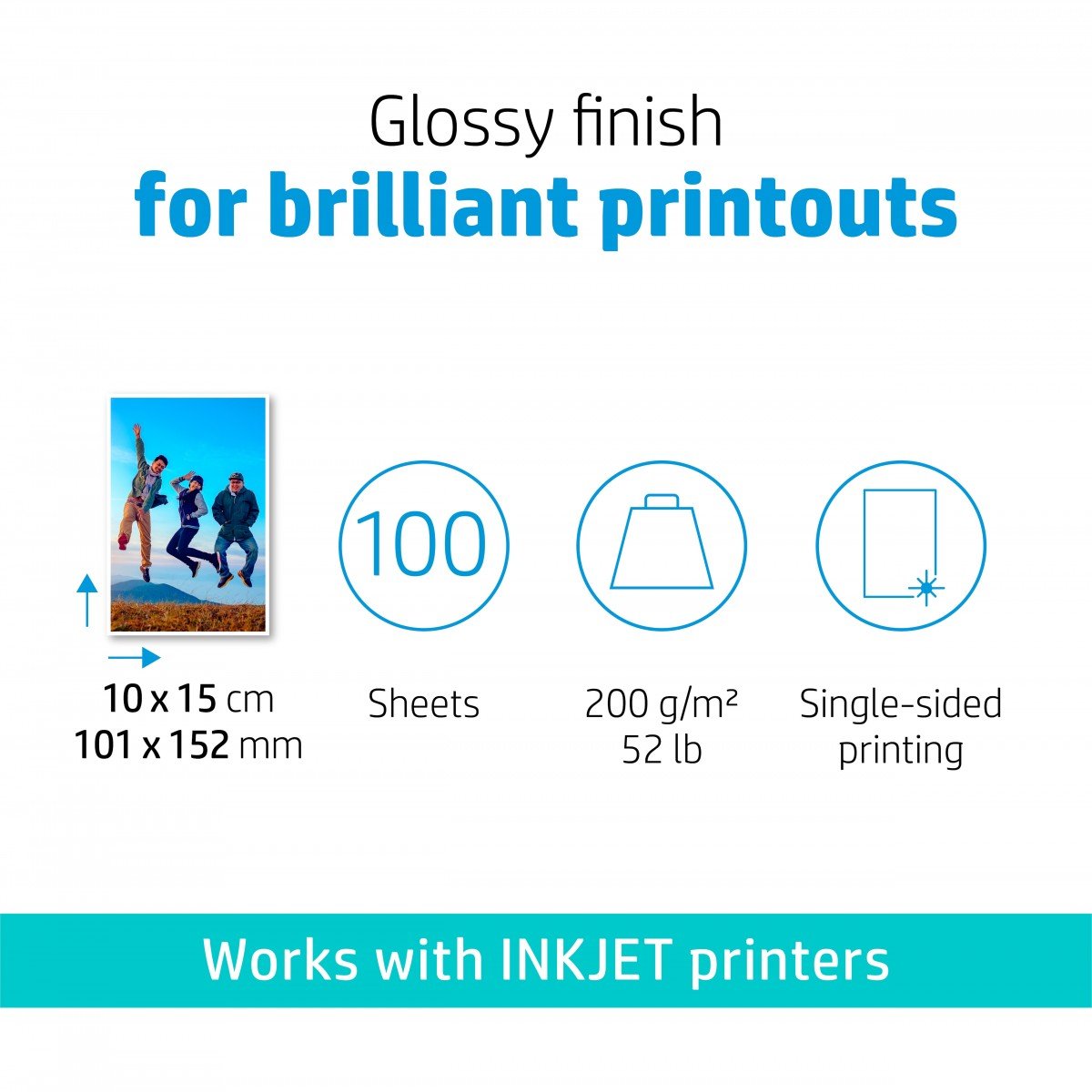 HP original Everyday Glossy photo paper white 200g/m2 100x150mm 100 sheets 1-pack