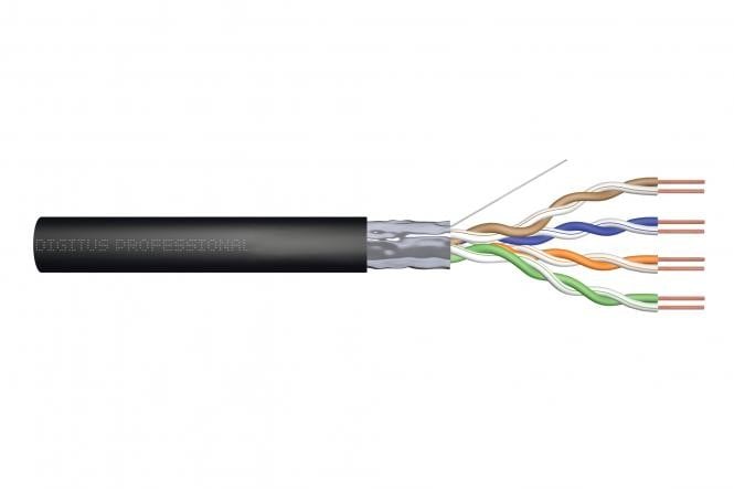 CAT 5e F-UTP outdoor installation cable, 100 MHz Fca (PVC), AWG 24/1, 305 m drum, sx, black