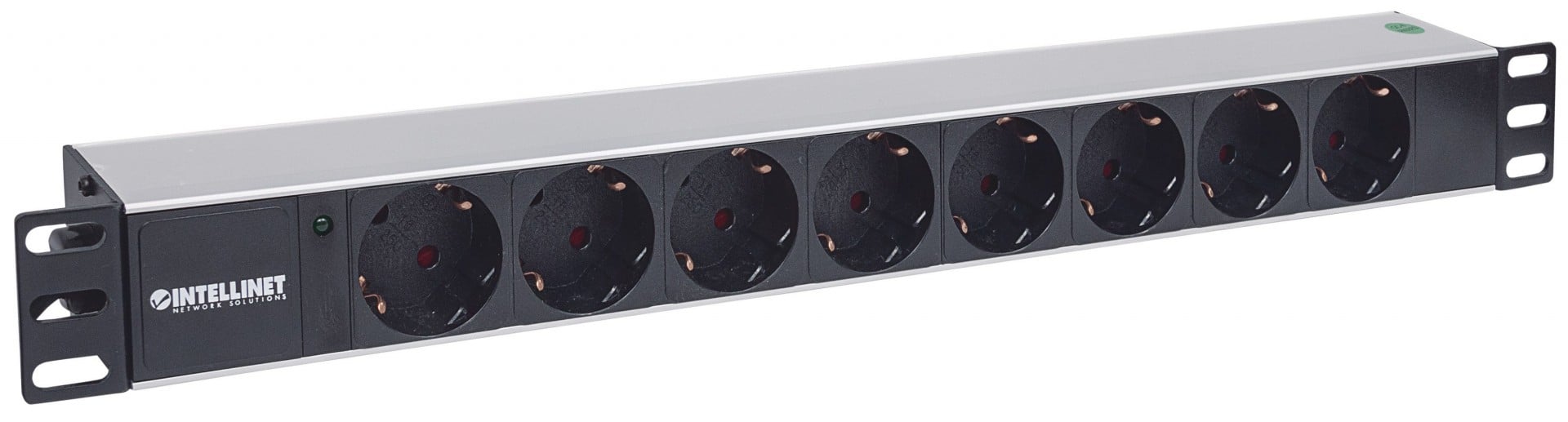 Intellinet 714037 unité de distribution d'énergie 8 sortie(s) CA 1U Aluminium, Noir