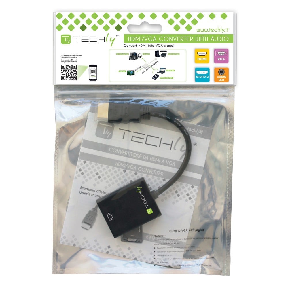 Techly IDATA HDMI-VGA2AU Adaptateur HDMI vers VGA D-sub 15 broches 1,8 m