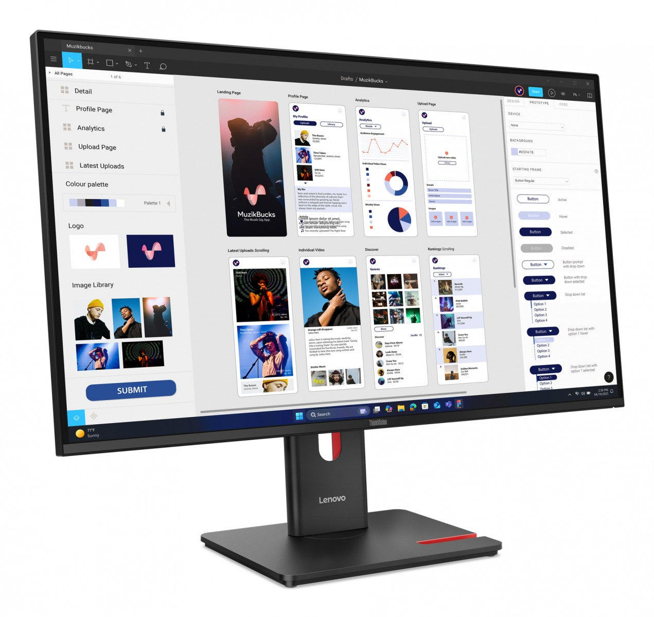 LENOVO ThinkVision T32UD-40 LED Écran 32p 31.5p 3840x2160 4K 75Hz IPS 350cd/m2 1500:1 4ms HDMI DisplayPort USB-C Dock 96W 3y