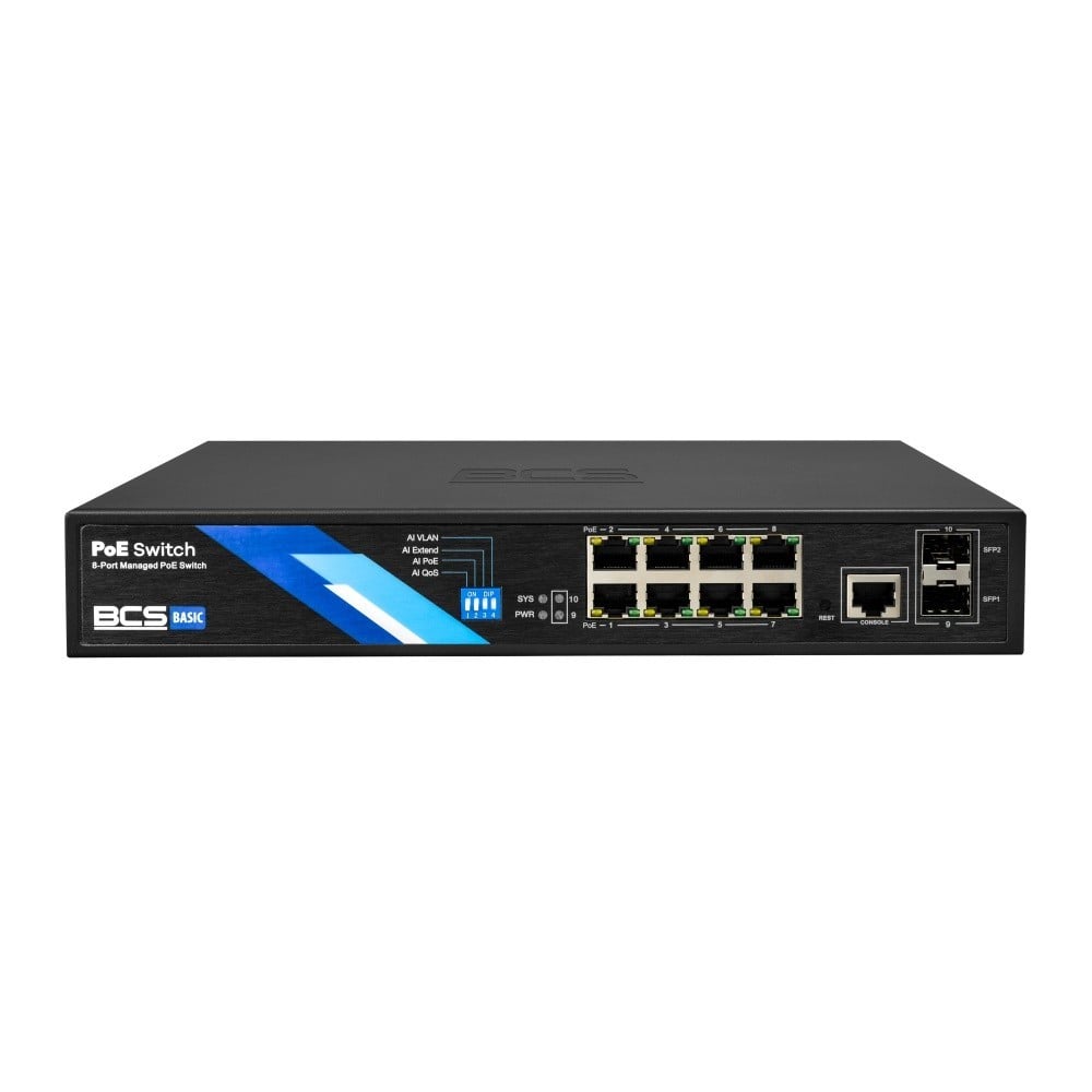 BCS BCS-B-SP08G-2SFP-M Commutateur PoE géré 8 ports avec uplink SFP 1Gbps