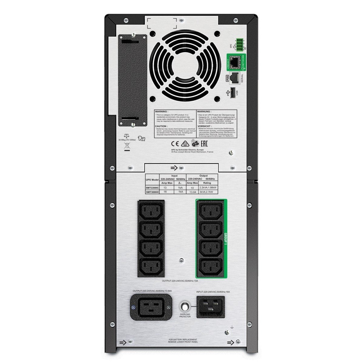 APC Smart-UPS SMT3000IC UPS AC 220/230/240V 2700Watt 3000VA RS-232 USB output connectors 9 Black with APC SmartConnect