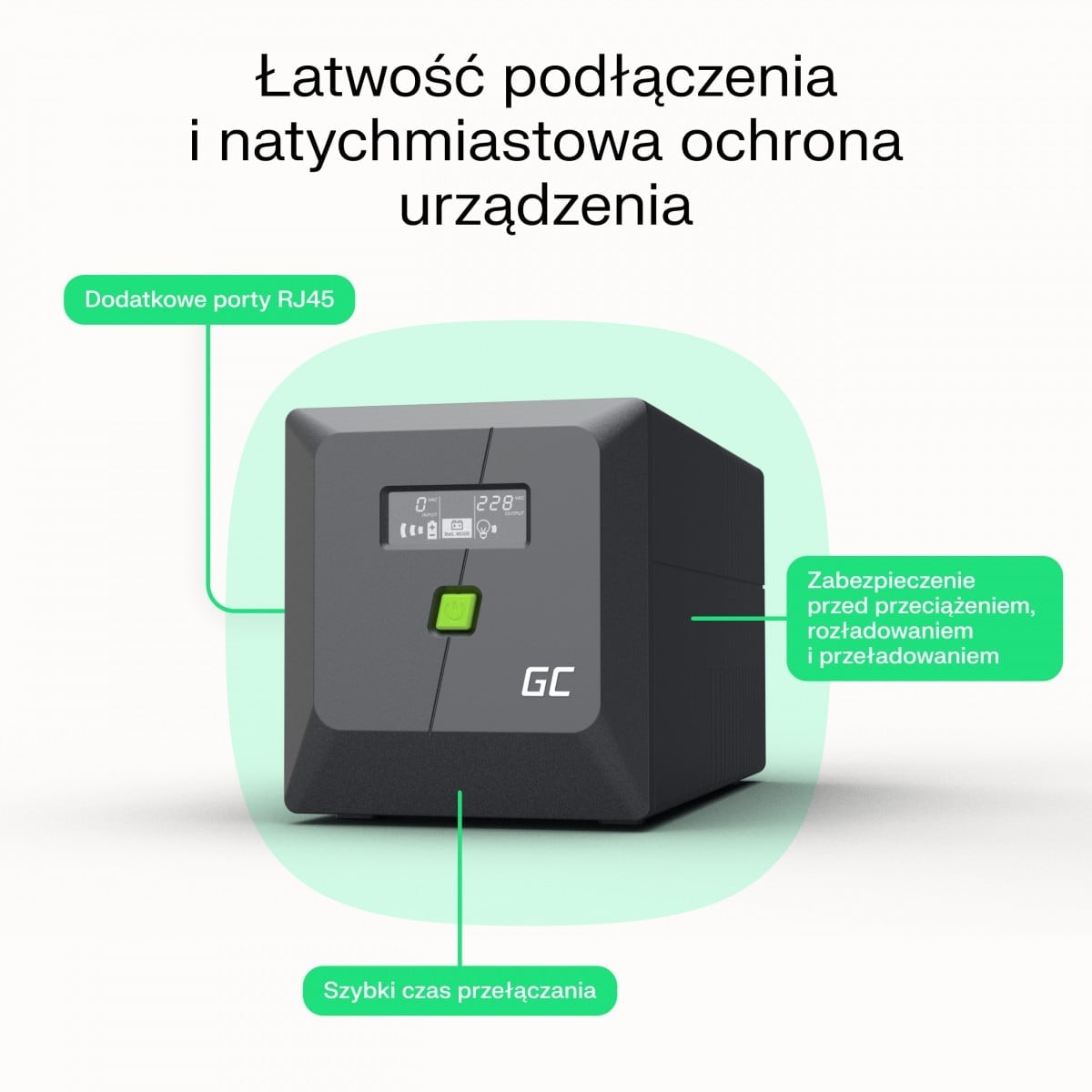 Green Cell Onduleur UPS 1500VA 1050W PowerProof avec LCD