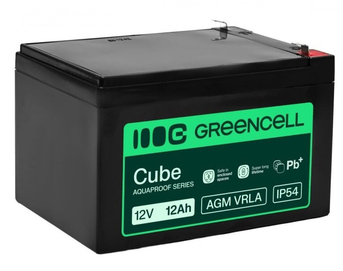 Green Cell AGM12V12AH-J AGM VRLA 12V 12Ah sans entretien Batterie pour caisse enregistreuse, jouet, caméra (152x99x100mm)
