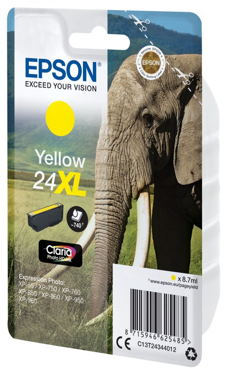 EPSON 3LB 24XL ink cartridge yellow high capacity 8.7ml 740 pages 1-pack RF-AM blister w/s