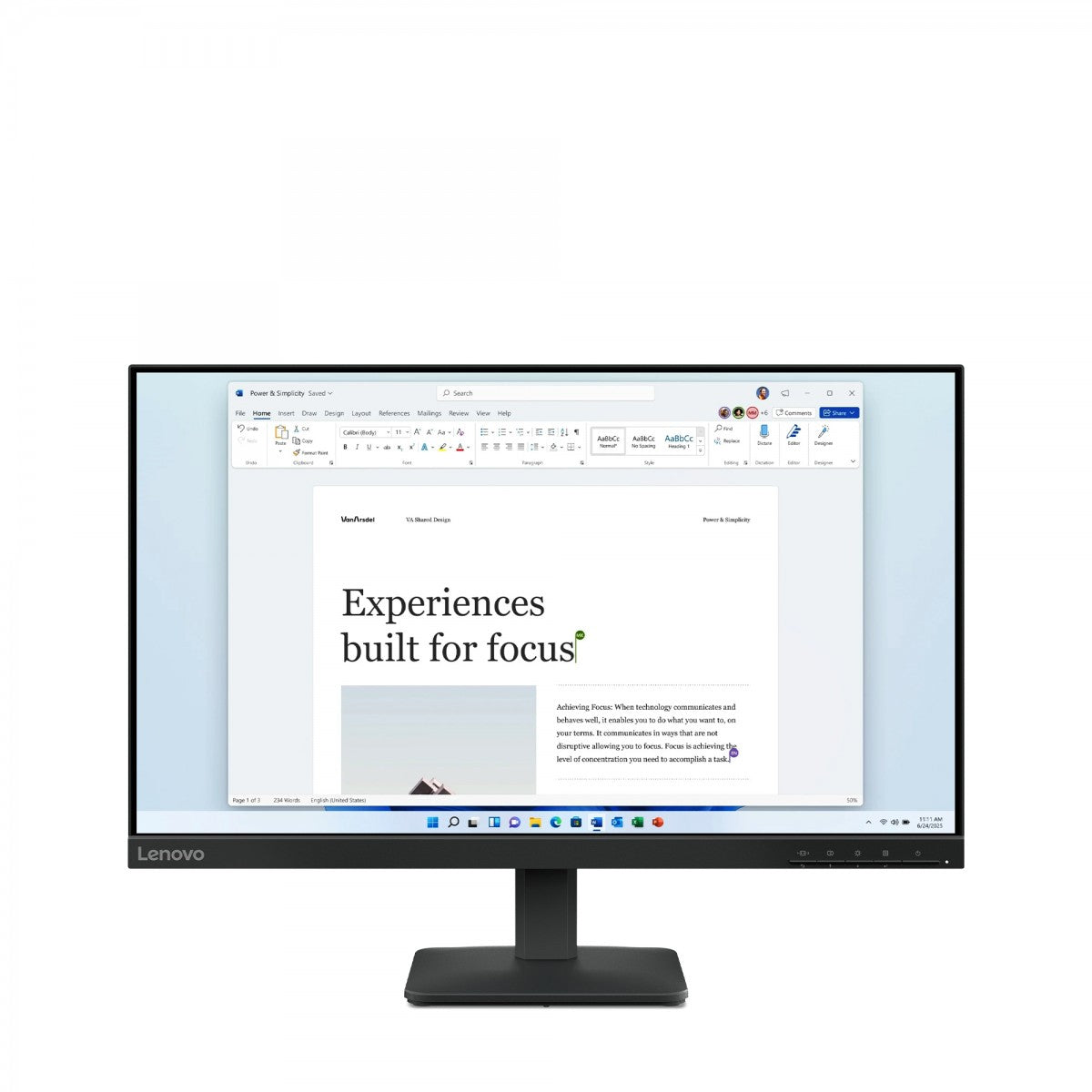 "Lenovo L24-4e écran plat de PC 60,5 cm (23.8"") 1920 x 1080 pixels Full HD LCD Noir"