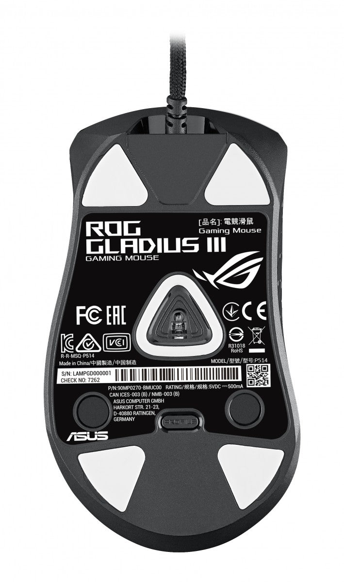 ASUS ROG Gladius III souris Gaming Droitier USB Type-A Optique 19000 DPI