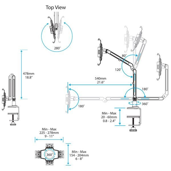 Tablet Stand Desk Mount - White