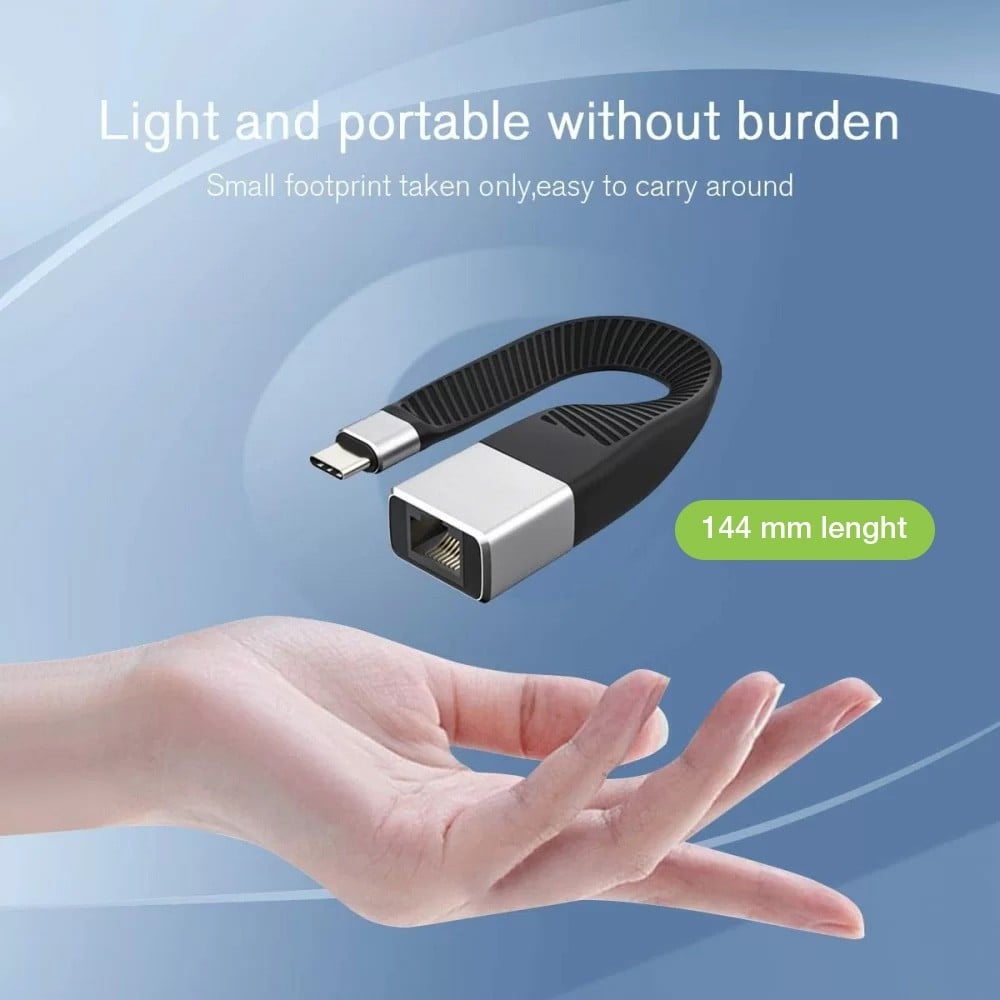 Techly ICOC USBC-RJ45 Carte réseau/Adaptateur USB-C vers RJ45 Gigabit, Flexible