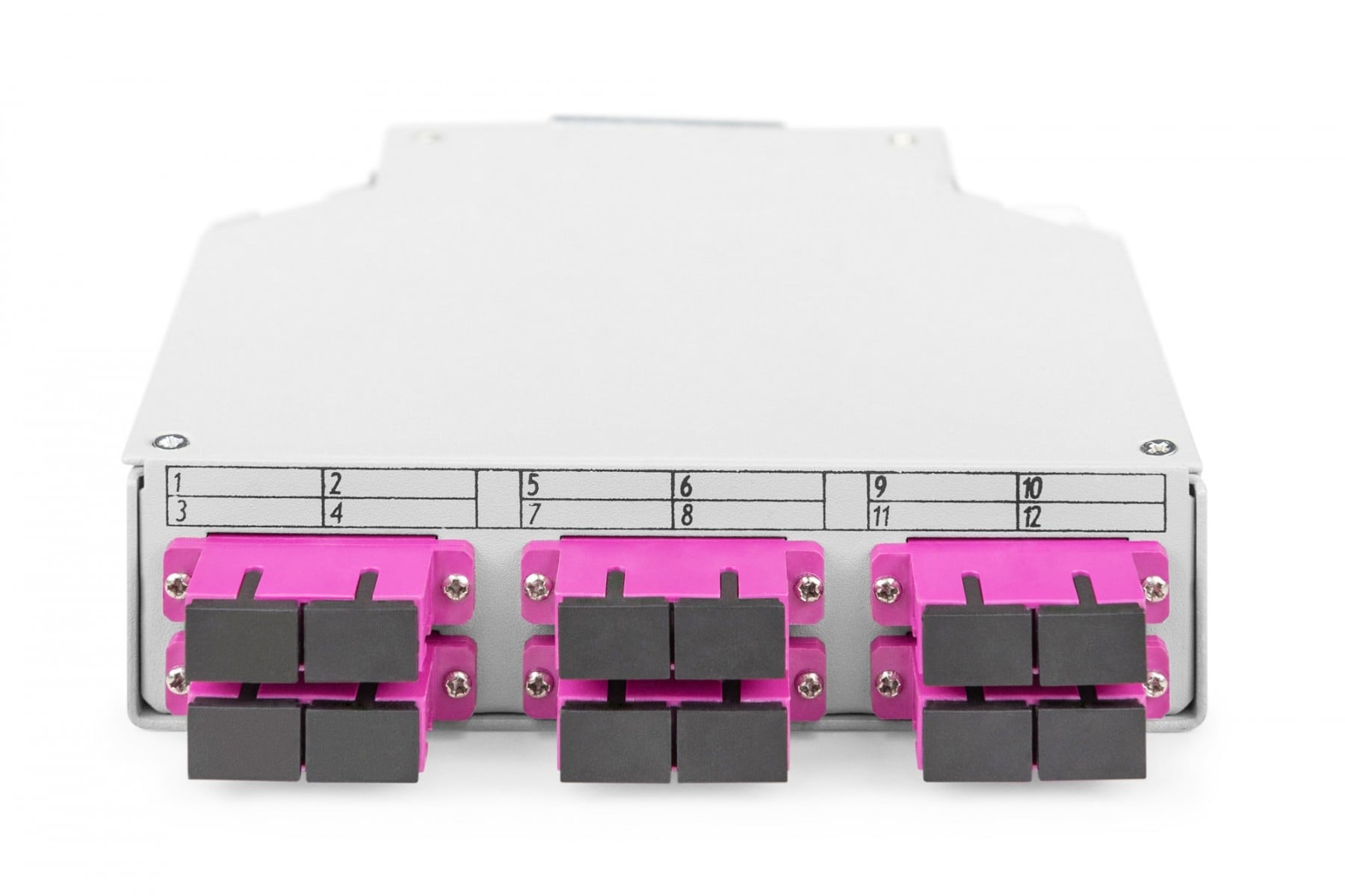 Boîte de raccordement sur rail DIN, 6x SC Duplex, Multimode, OM4, avec pigtails et connecteurs
