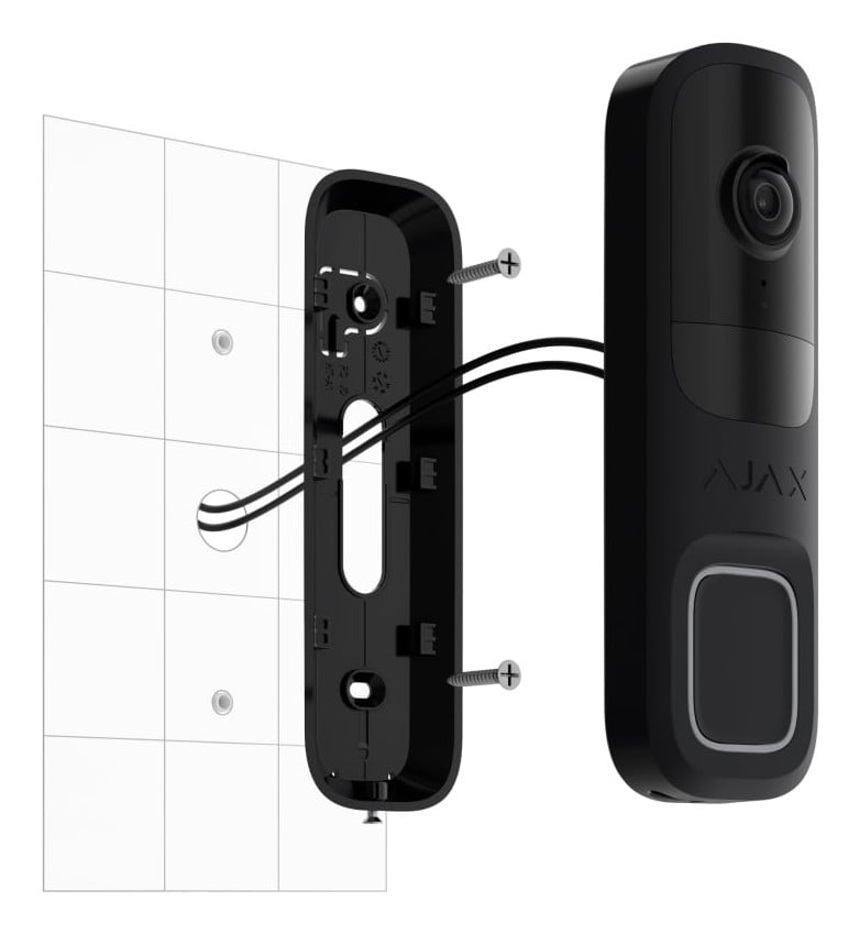 Ajax Systems 66391.125.BL1 Interphone Vidéo Sans Fil DoorBell avec IA, Capteur PIR et Contrôle par Application (noir)