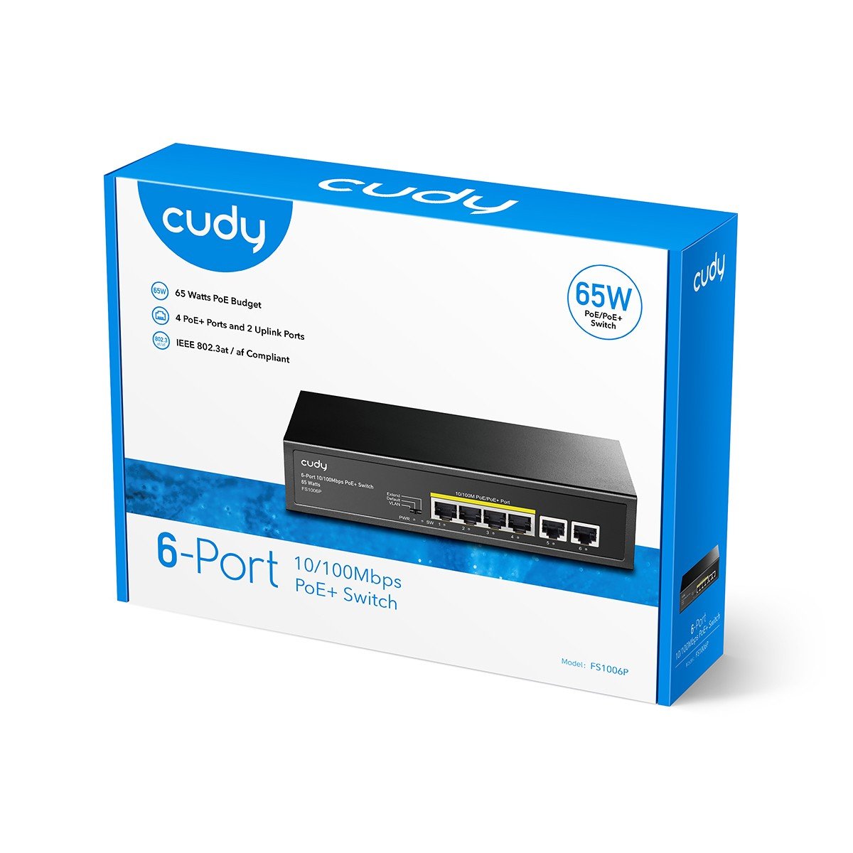 Cudy FS1006P commutateur réseau Non-géré Fast Ethernet (10/100) Connexion Ethernet, supportant l'alimentation via ce port (PoE) Noir
