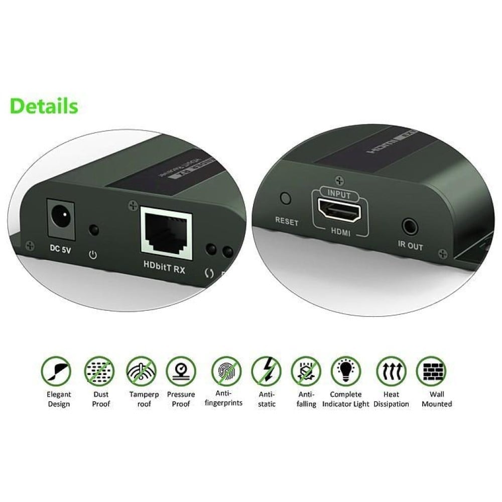 Techly IDATA EXTIP-383RV4 Extenseur RX HDMI 1.3 1080p60Hz jusqu'a 120m sur câble Cat6