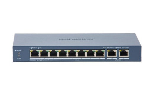 Hikvision DS-3E0310HP-E(C) commutateur réseau Non-géré Fast Ethernet (10/100) Connexion Ethernet, supportant l'alimentation via ce port (PoE) Bleu