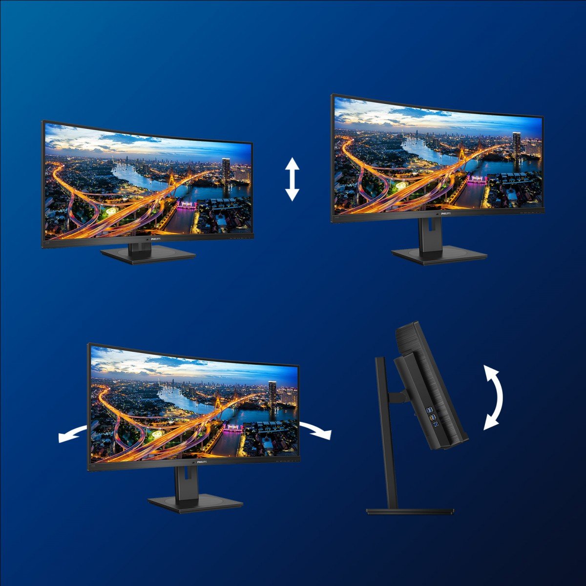 PHILIPS 346B1C 34inch USB-C DOCKING DISPLAY 3440x1440 Curved VA 21:9 5ms GtG HAS USB-C/DP/HDMI RJ45 USB HUB Speakers VESA