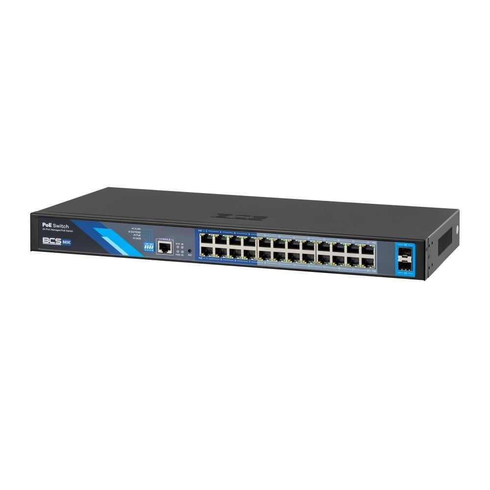 BCS BCS-B-SP24G-2SFP-M Commutateur PoE géré 24 ports 1Gbps avec technologie exPoE