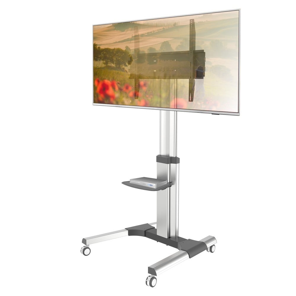 "Techly ICA-TR156 Support TV mobile 50-92"" jusqu'a 70kg étagere AV réglable"