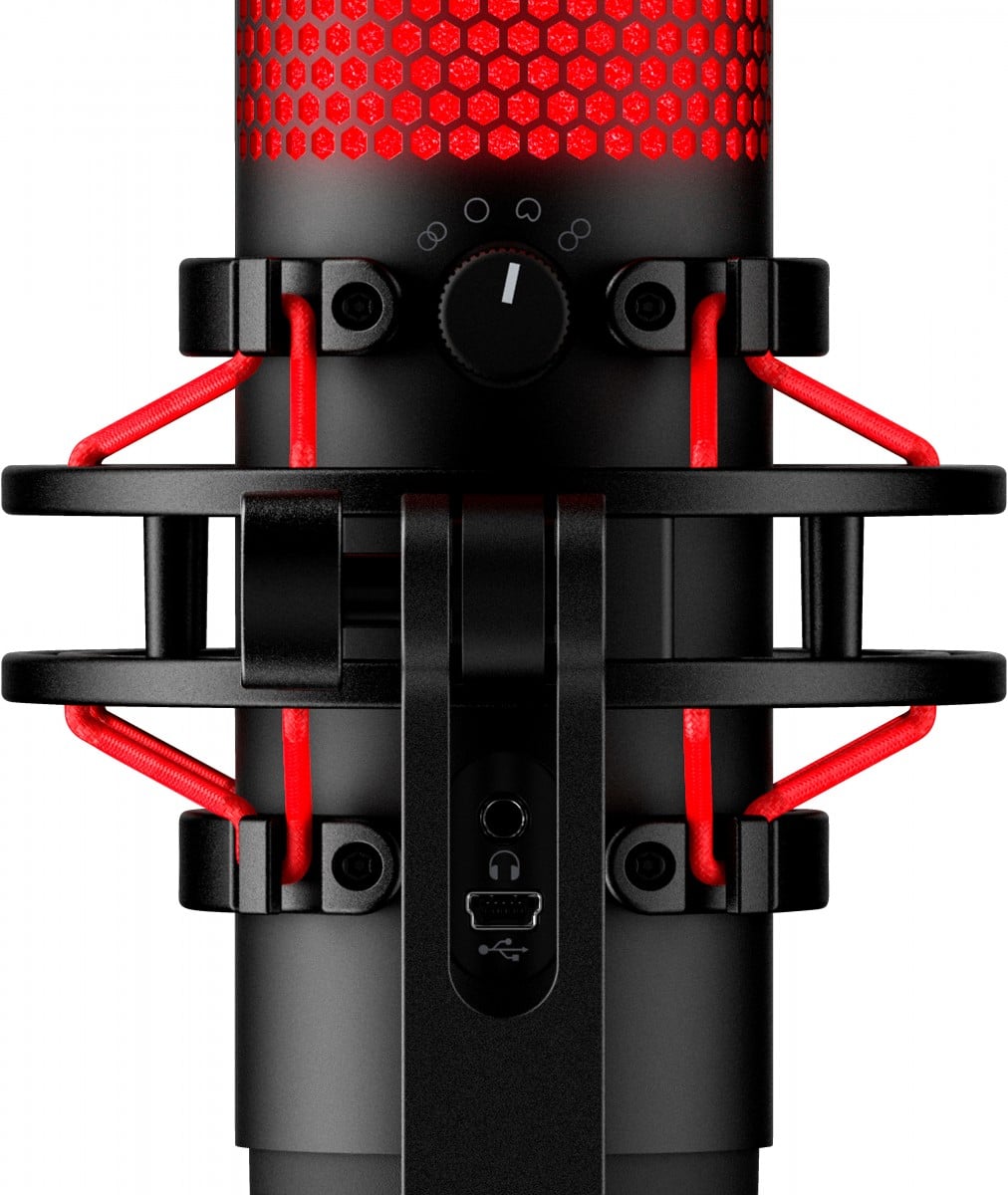 Microphone a condensateur HyperX QuadCast RGB, USB, filtre anti-pop, noir-rouge