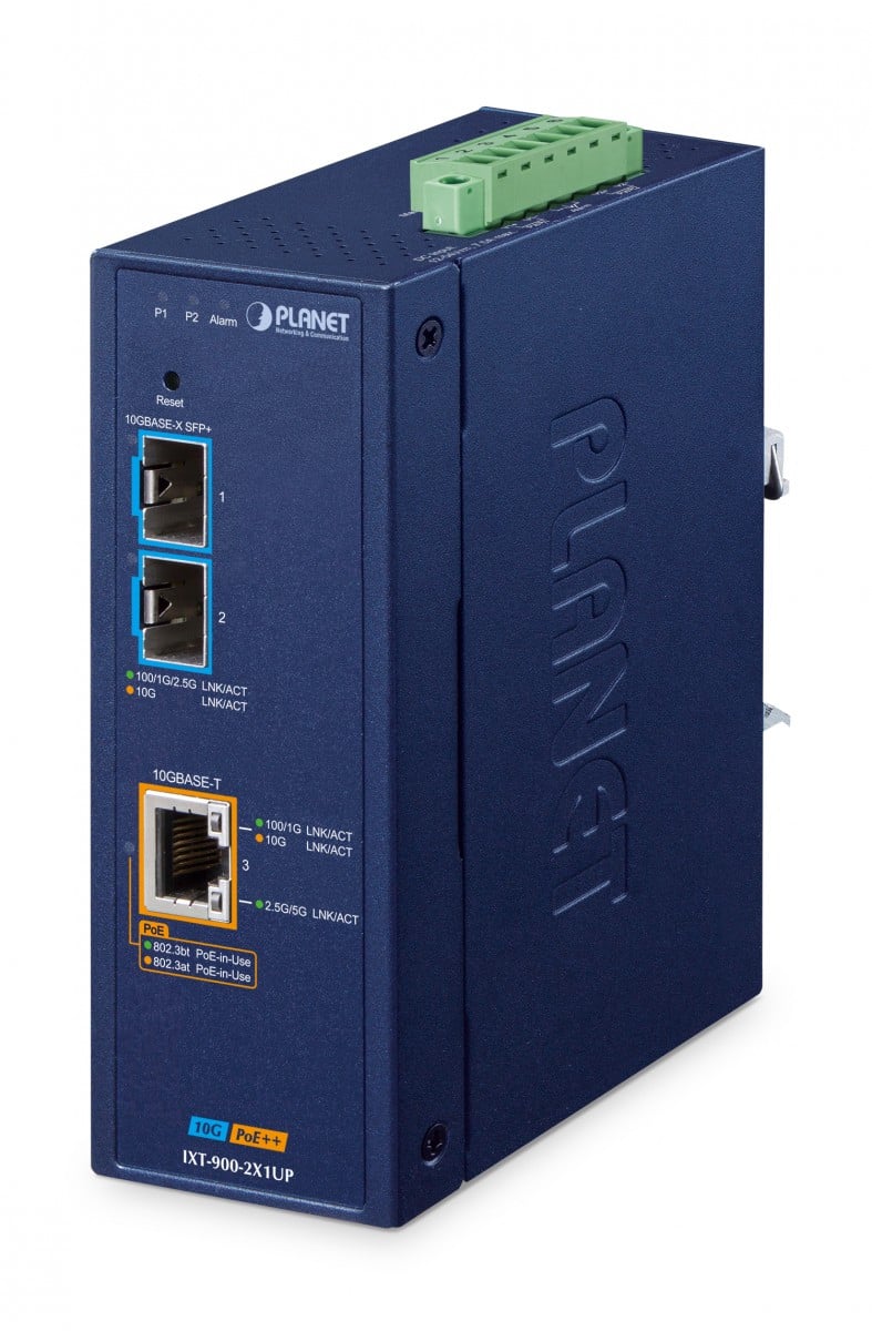 PLANET IP40 Industrial 2-Port convertisseur de support réseau Bleu