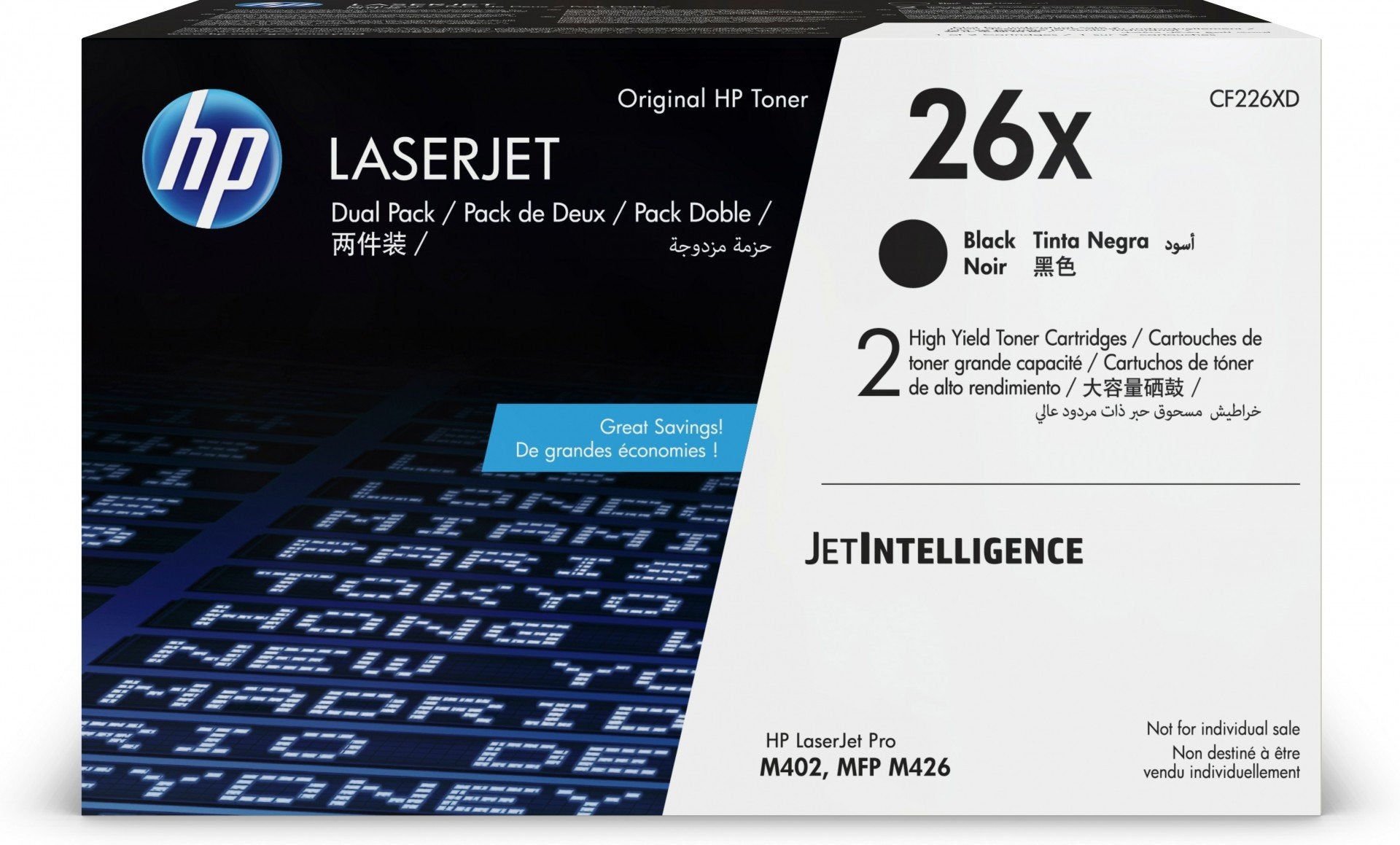 HP 26X original LaserJet Toner cartridge CF226XD Black High Yield 2-pack