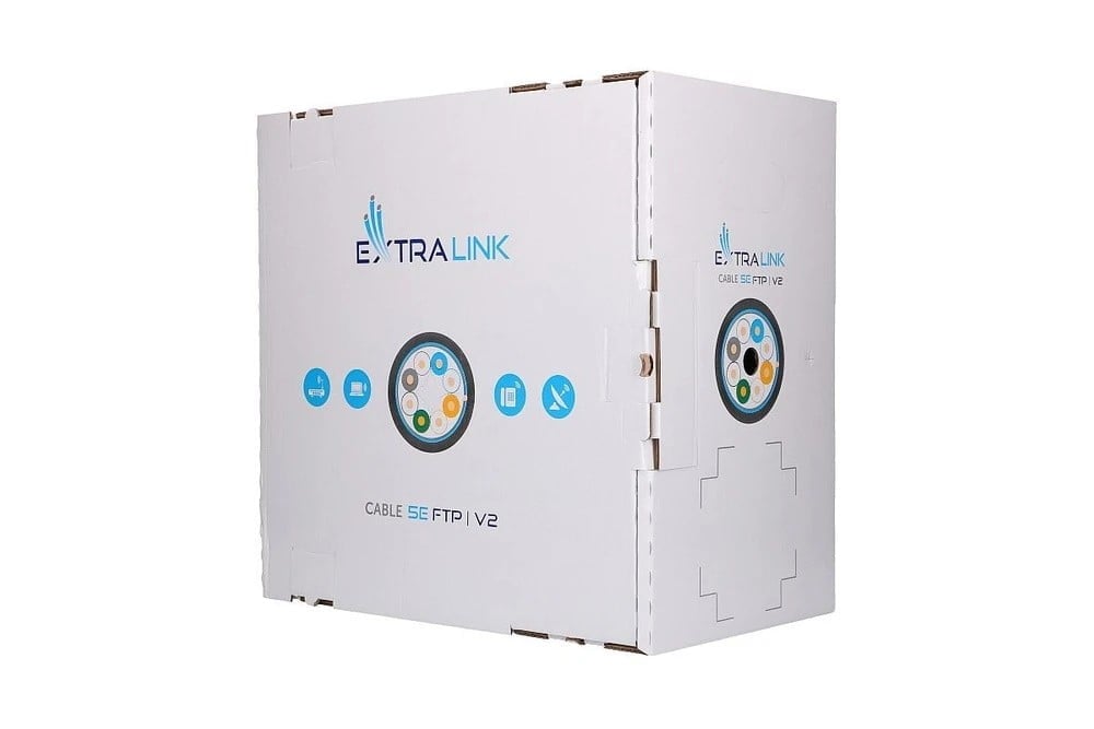 Extralink CAT5E FTP (F/UTP) V2 OUTDOOR TWISTED PAIR 100M câble de réseau Noir F/UTP (FTP)