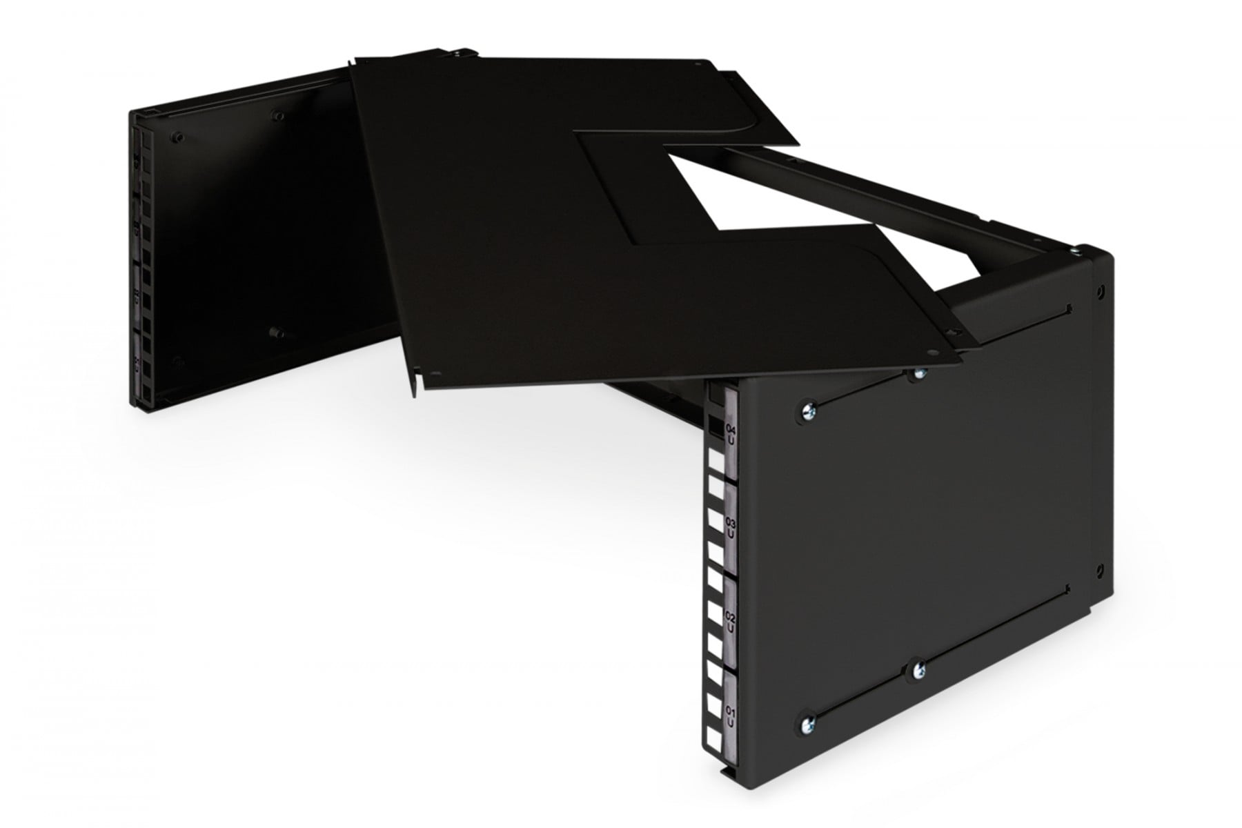Panneau de fermeture supérieur / inférieur pour support de montage avec entrée de câble brossée, noir (RAL 9005)