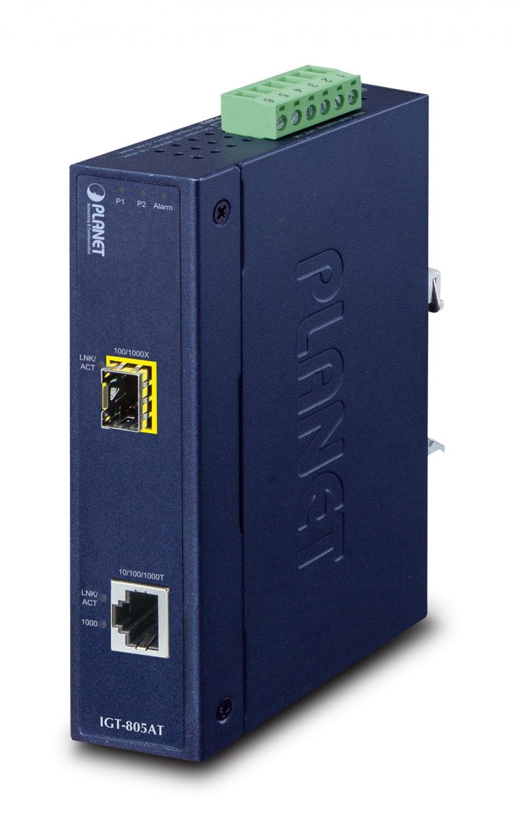 PLANET IGT-805AT convertisseur de support réseau 1000 Mbit/s Bleu