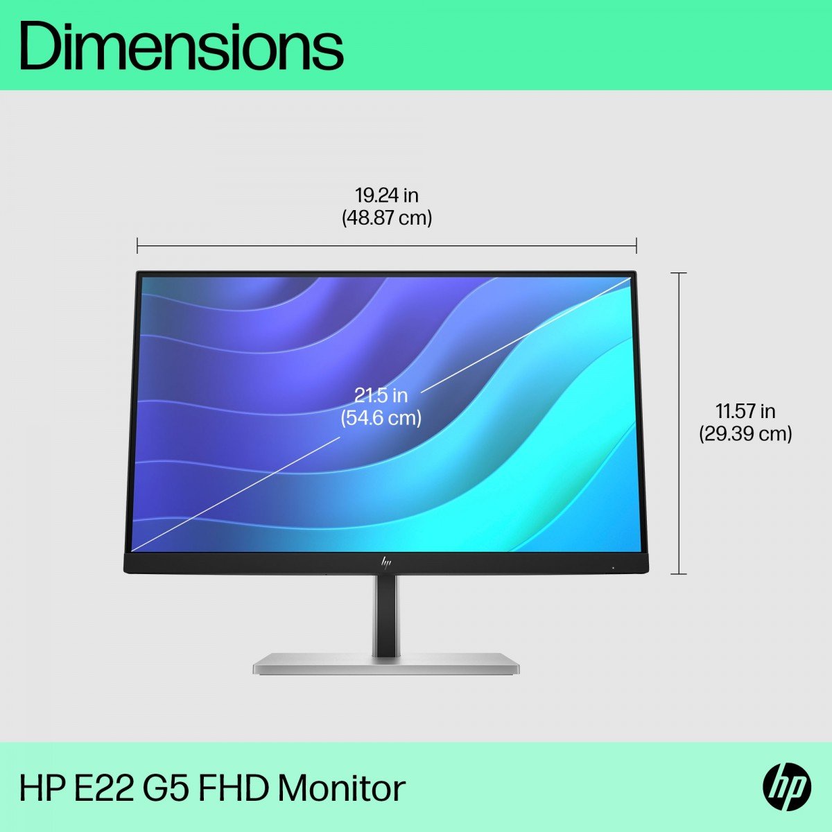 HP Écran E22 G5 FHD 21.5p FHD 1920x1080 HDMI USB hub DisplayPort