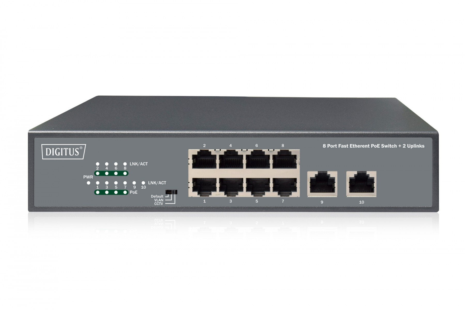 Digitus DN-95323-1 commutateur réseau Non-géré Fast Ethernet (10/100) Connexion Ethernet, supportant l'alimentation via ce port (PoE) Gris