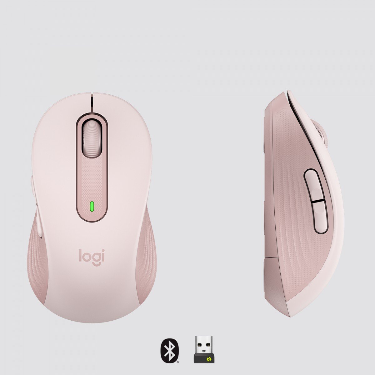 LOGITECH Signature M650 L Mouse large size optical 5 buttons wireless Bluetooth 2.4 GHz Bolt USB receiver rose