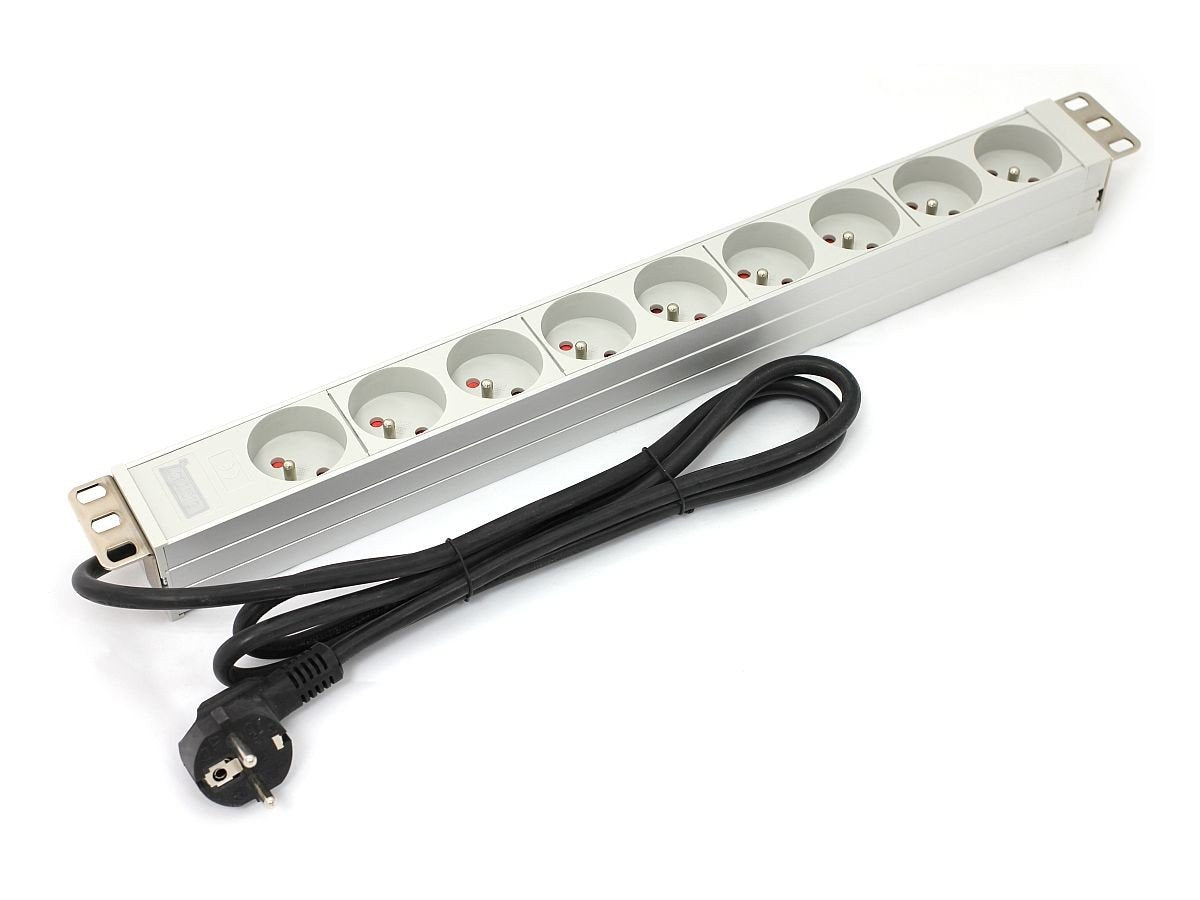A-19-STRIP-3-IMP - 1U - Aluminium - Blanc - 9 sortie(s) CA - 1,8 m - 250 V