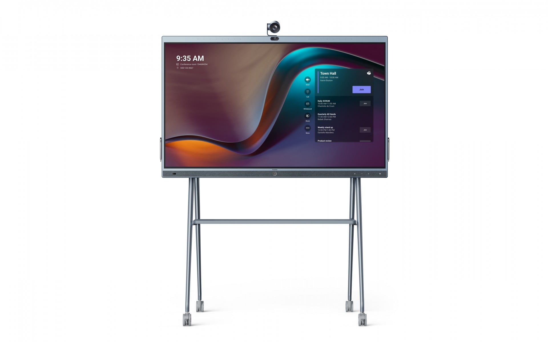 "Yealink MeetingBoard Écran plat interactif 165,1 cm (65"") LED Wifi 4K Ultra HD Noir Écran tactile Intégré dans le processeur Android 10"