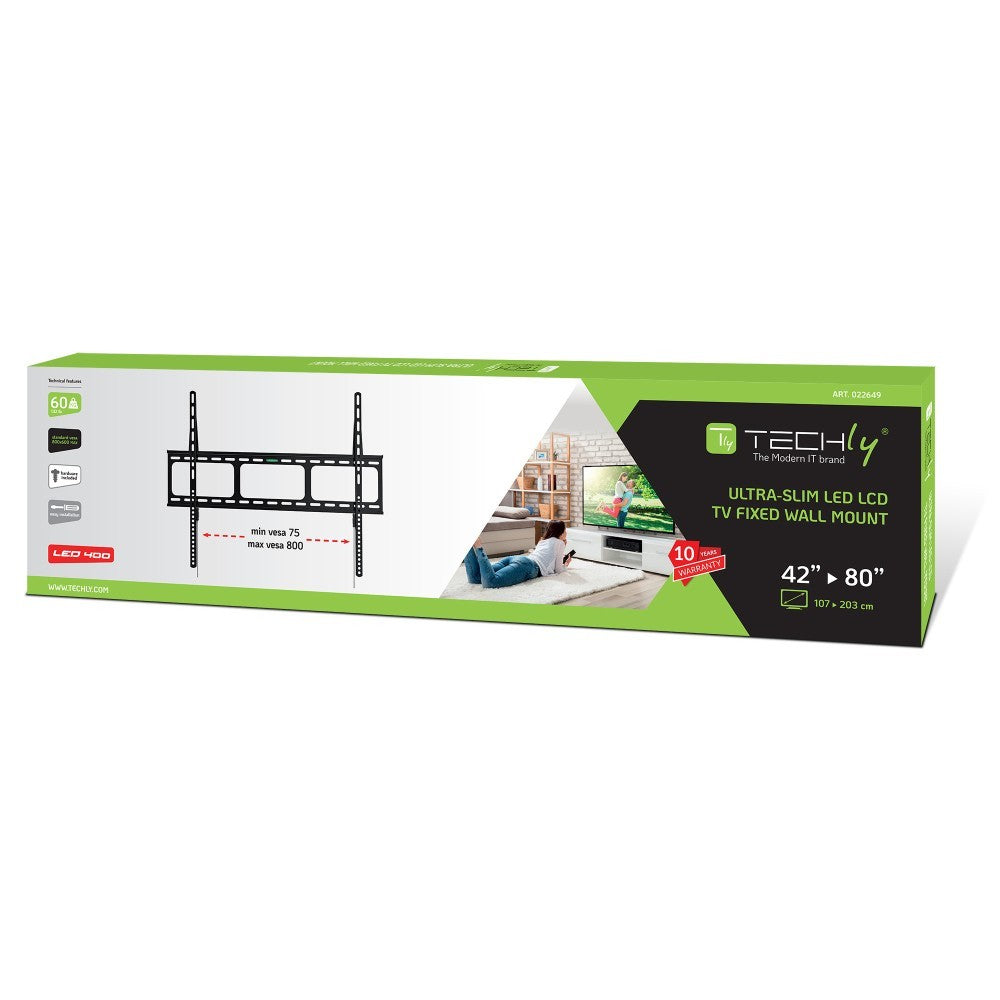 "Techly ICA-PLB 860 Support mural pour TV 42-80"" LED/LCD 60kg slim 16mm"