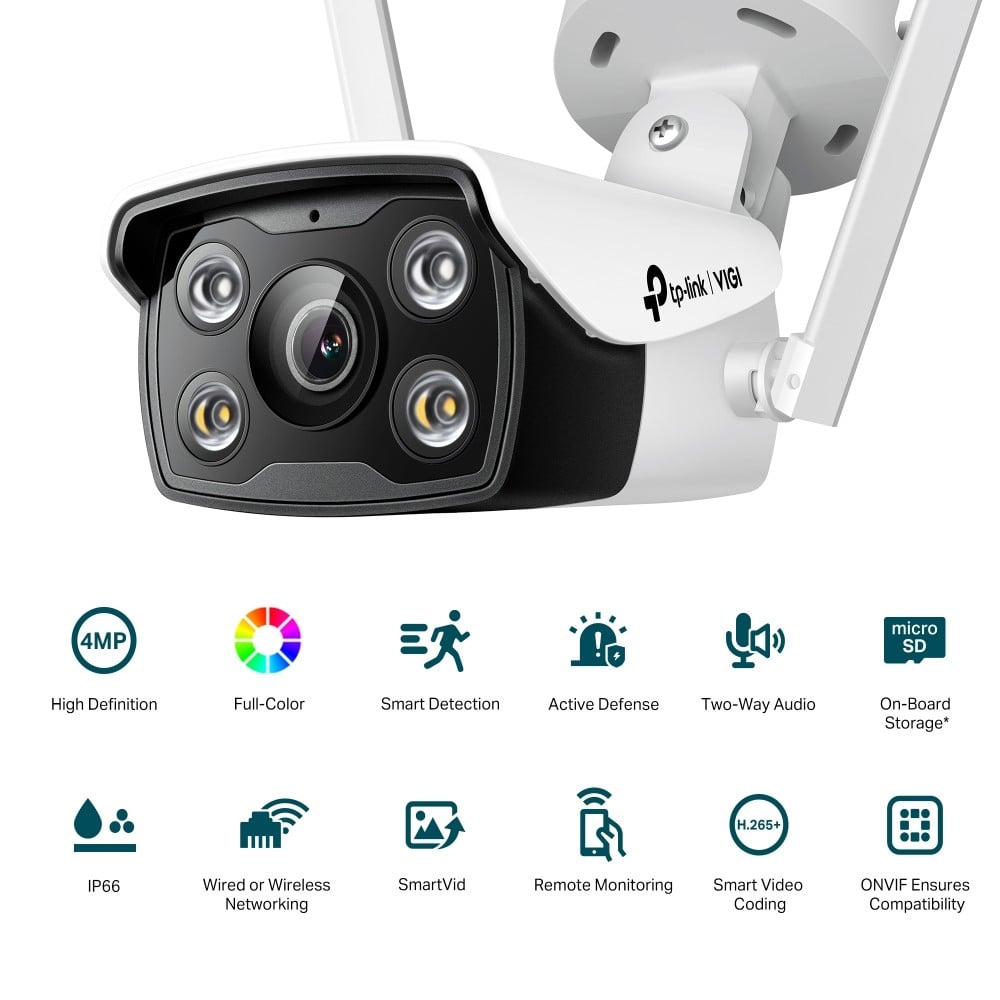 TP-LINK VIGI C340-W 4MM 4MP Outdoor Full-Color Wi-Fi Bullet Network Camera 4mm
