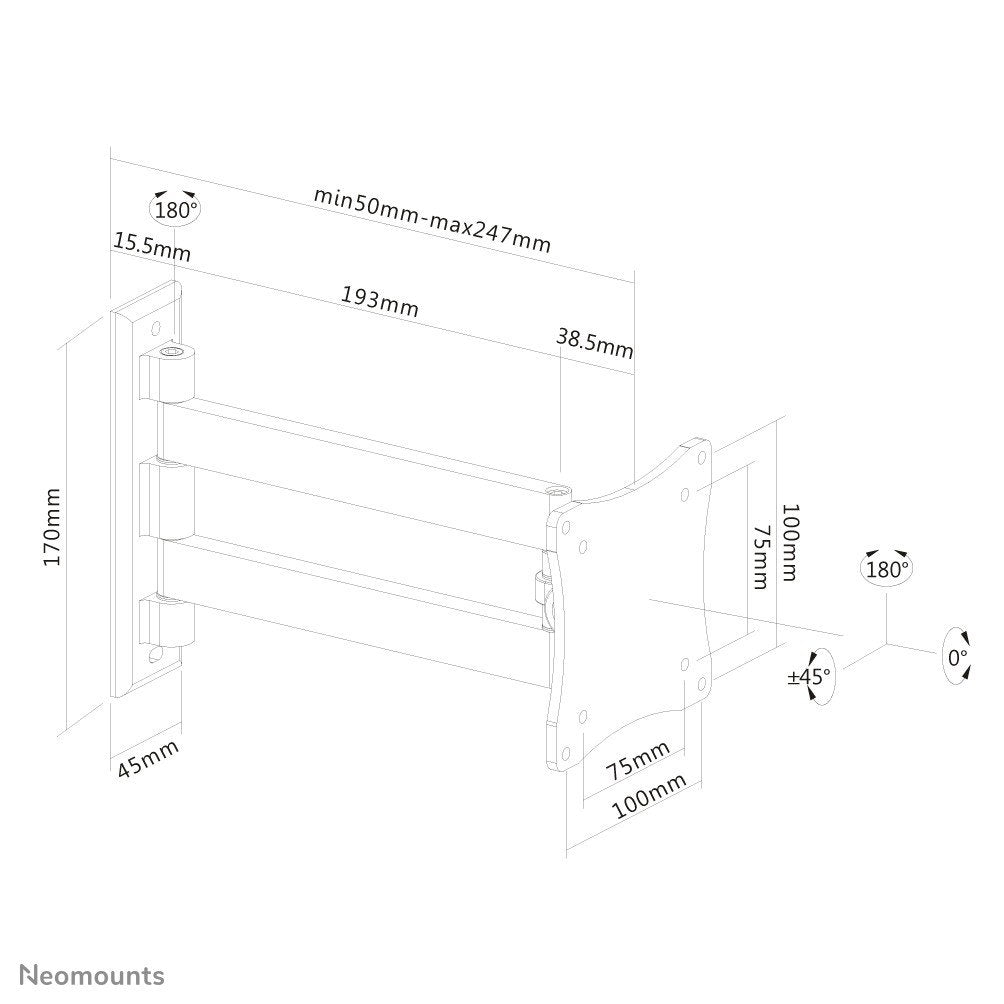 NEOMOUNTS FPMA-W820BLACK Support décran mural 10-27p - orientable