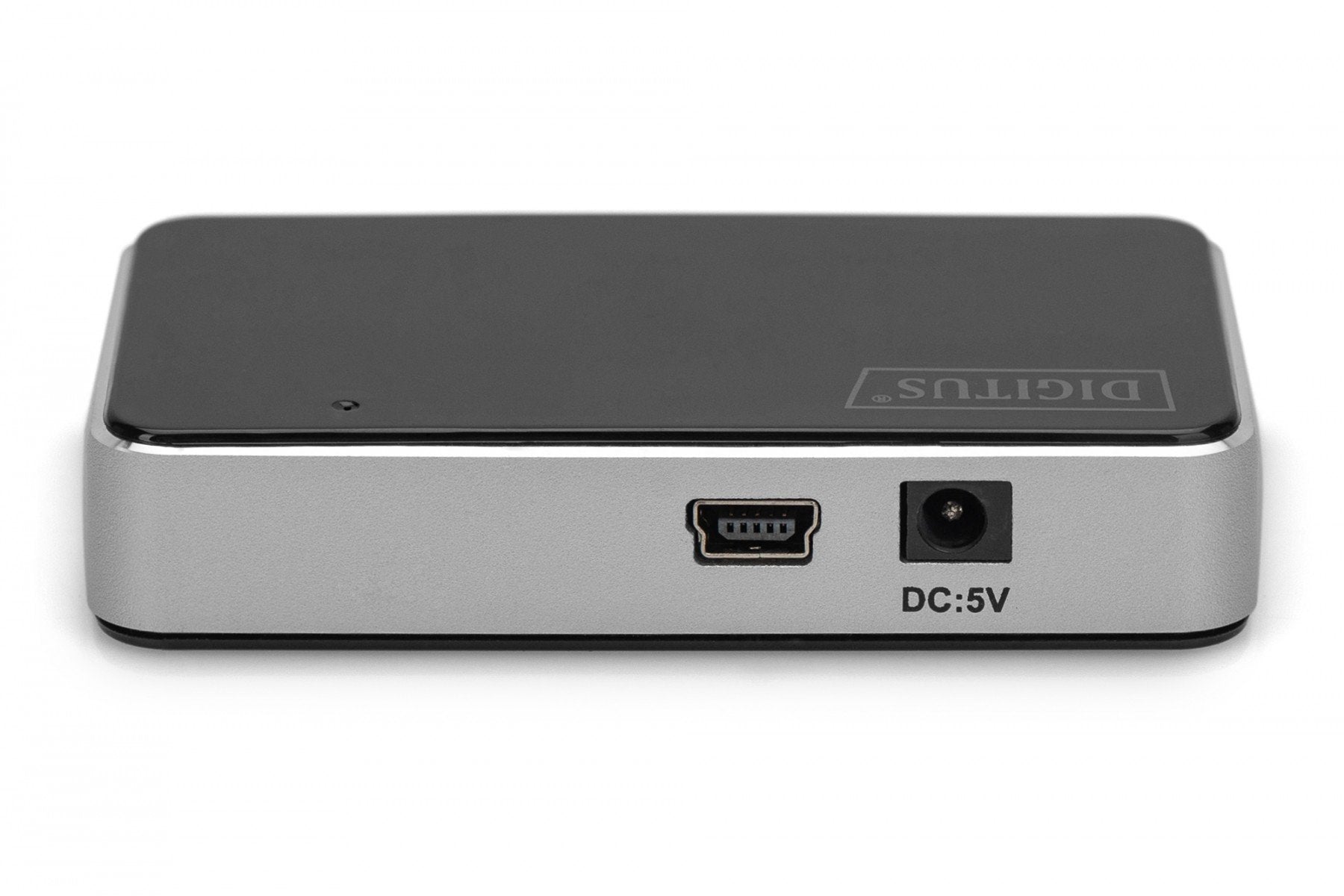 Digitus DA-70220 hub & concentrateur USB 2.0 Mini-B 480 Mbit/s Noir, Argent